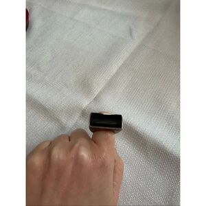 Thai ATI VTG Black Onyx Sterling Silver 925 Geometric Statement Ring Size 6